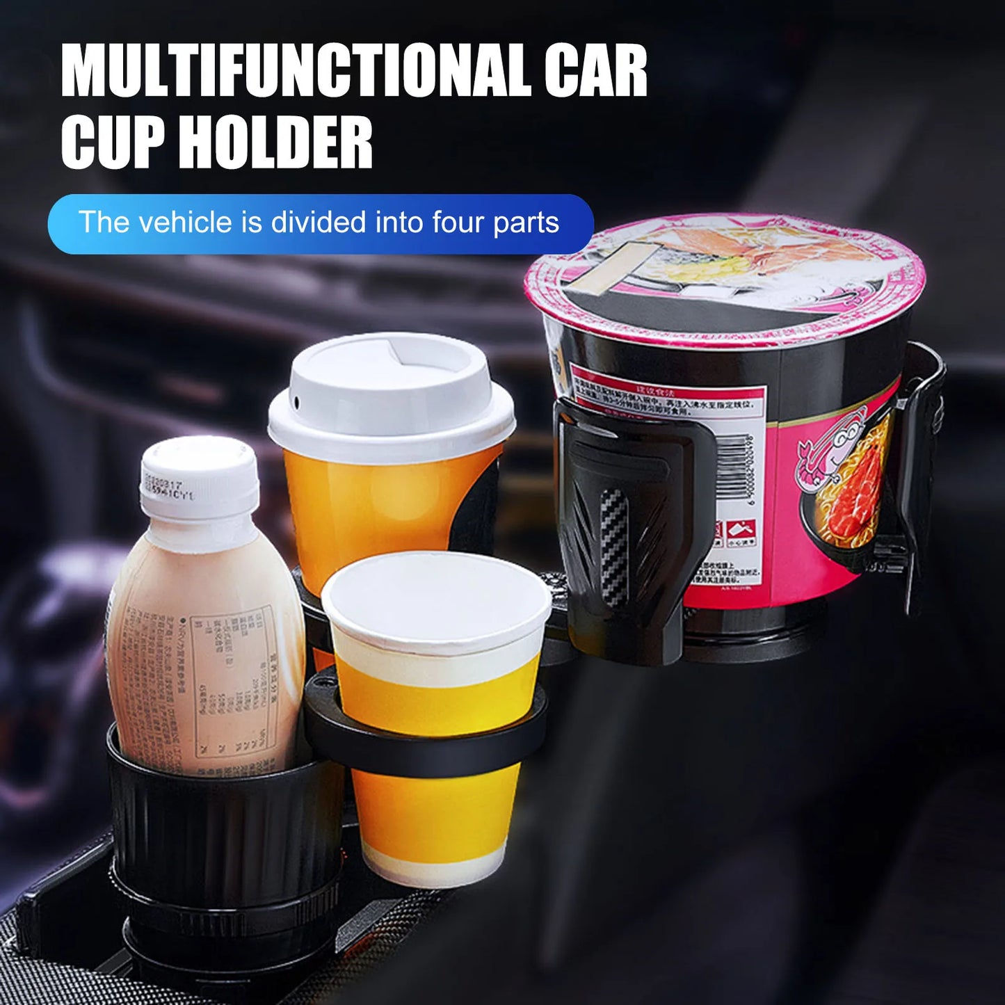 Car Cup Holder Tray 360 Degree RotationCar Tray Table Phone Slot Car Food Table Organized Adjustable Drink Holder Car Accesories