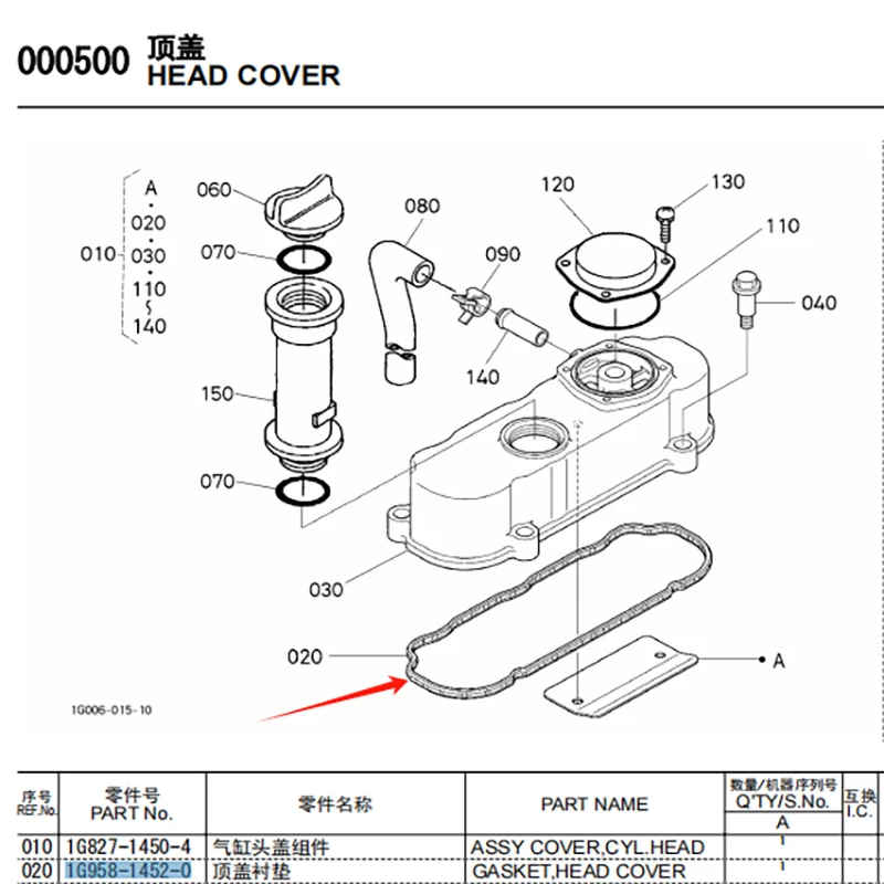 1G958-14520 cylinder head gasket cover seal suitable for Kubota D722 D782 Supplier