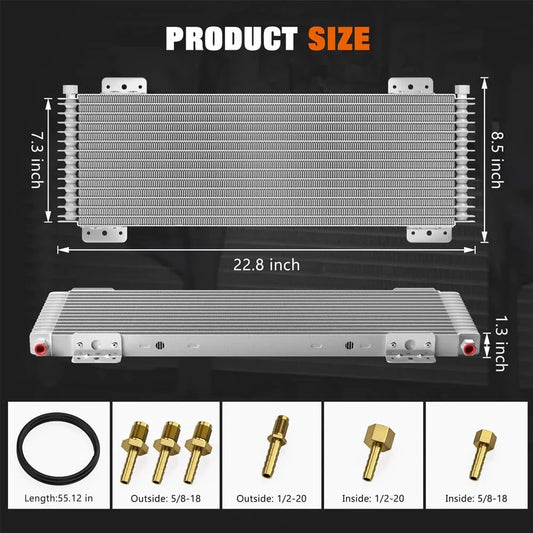 Low Pressure Drop Transmission Oil Cooler LPD47391 47391 40,000 GVW With Mounting Hardware